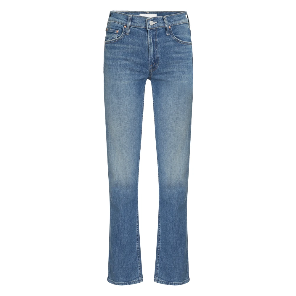 Mother Distressed Smarty Straight Leg Jeans Blue Dames