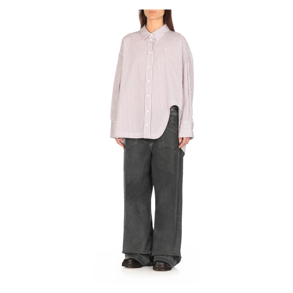 The Attico Paarse Gestreepte Katoenen Overhemd Vrouw Purple Dames