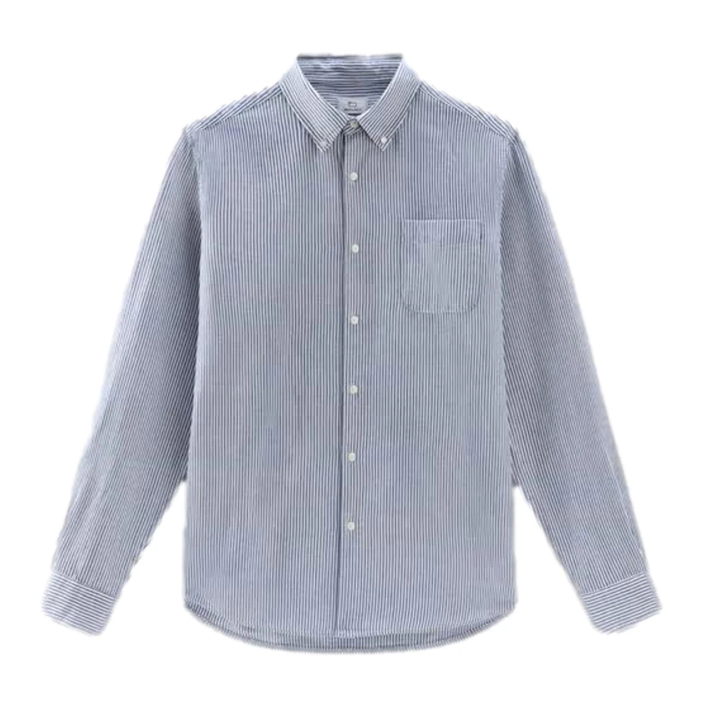 Woolrich Gestreept Button-Down Overhemd Blue Heren