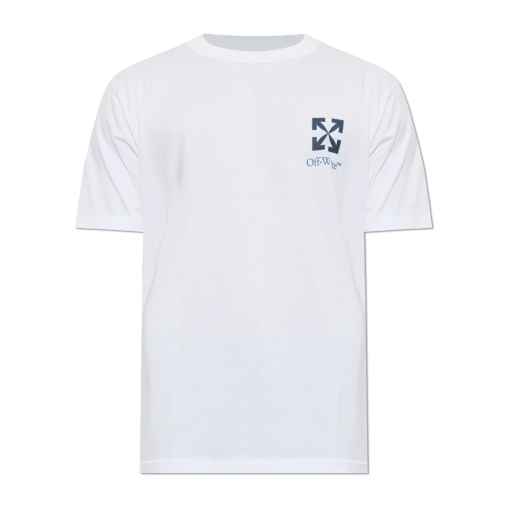 Off White , T-Shirts, Male, White, Xl, T-Shirt With Printed Logo