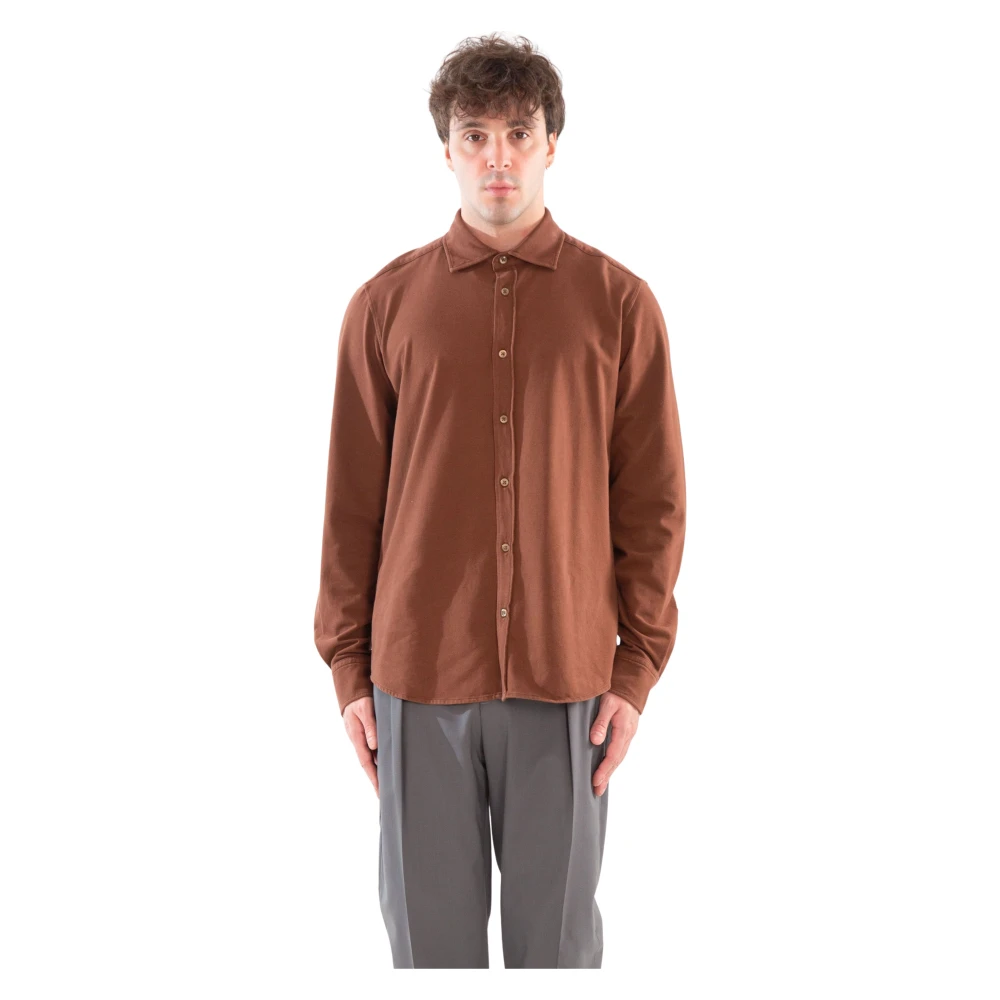 Circolo 1901 Zachte Jersey Shirt met Cashmere Touch Brown Heren