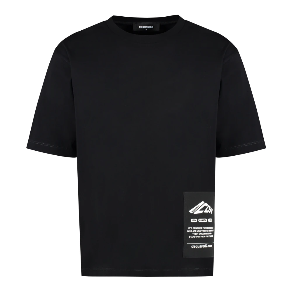 Dsquared2 Katoenen Crew-Neck T-Shirt Losse Pasvorm Black Heren
