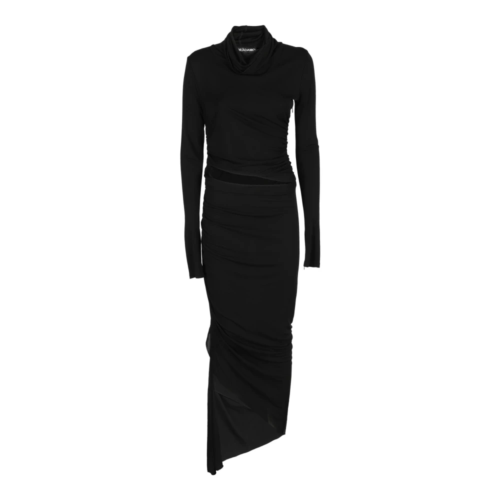 Andrea Adamo Asymmetrische Jersey Midi Jurk Black Dames