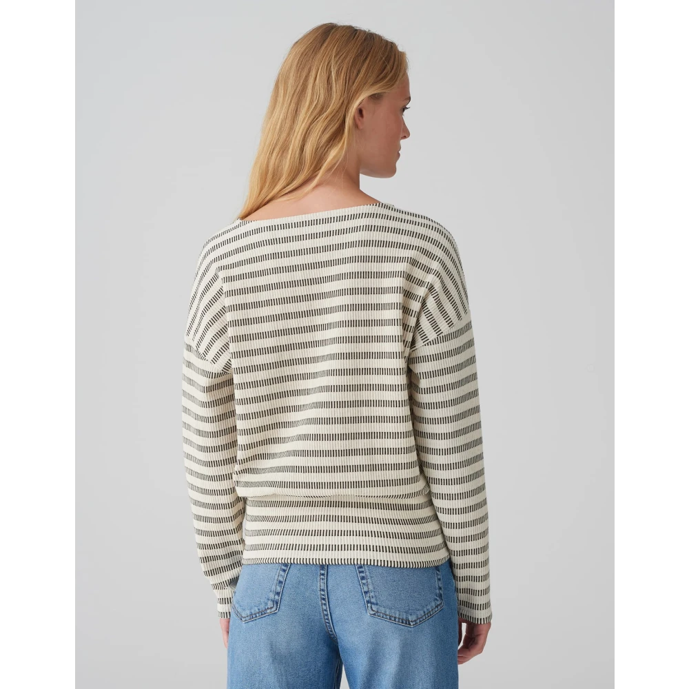Opus Casual Gestreepte Sweater Beige Dames