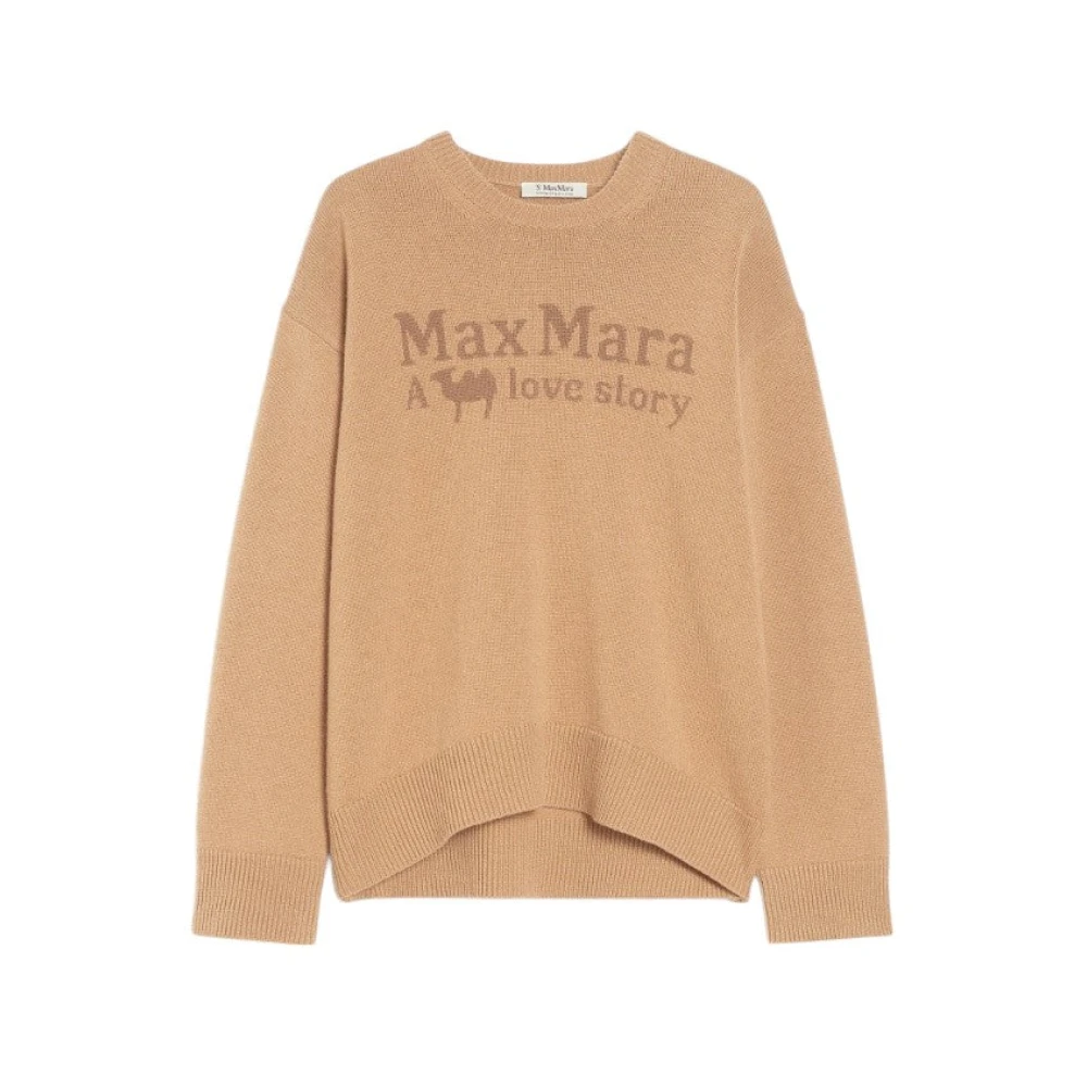 Max Mara Bruine Gebreide Trui met Ronde Hals Brown Dames