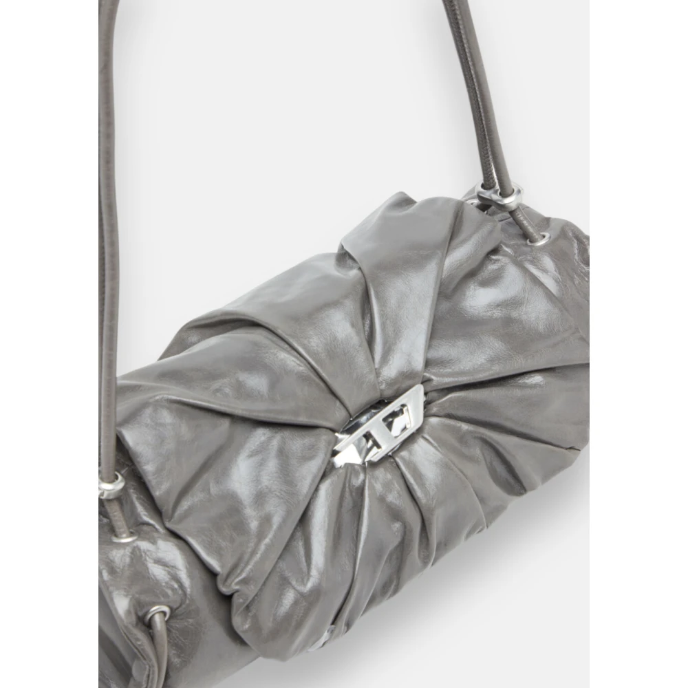 Diesel Scrunch-D Schoudertas Gerimpeld Leer Gray Heren