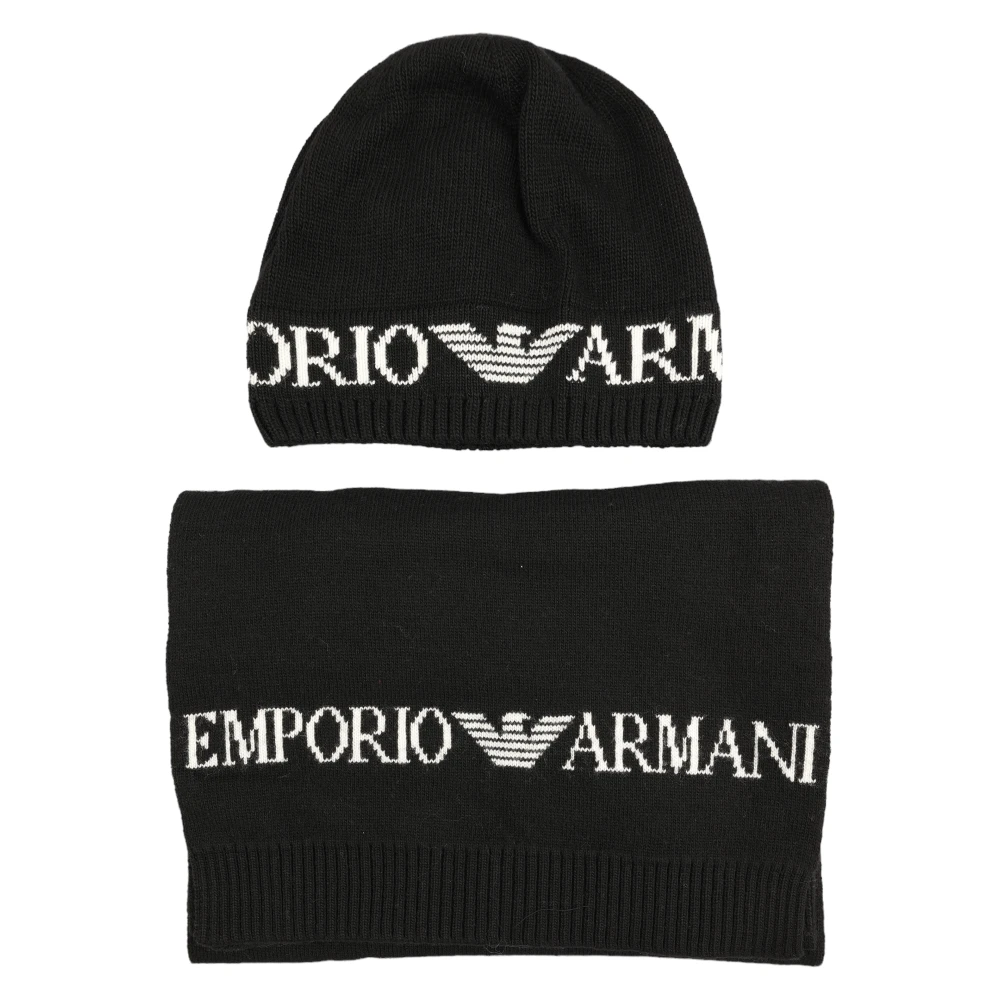 Emporio Armani 2-Delat Set: Hatt + Halsduk, Art. 628005 Cc983 Black, Herr