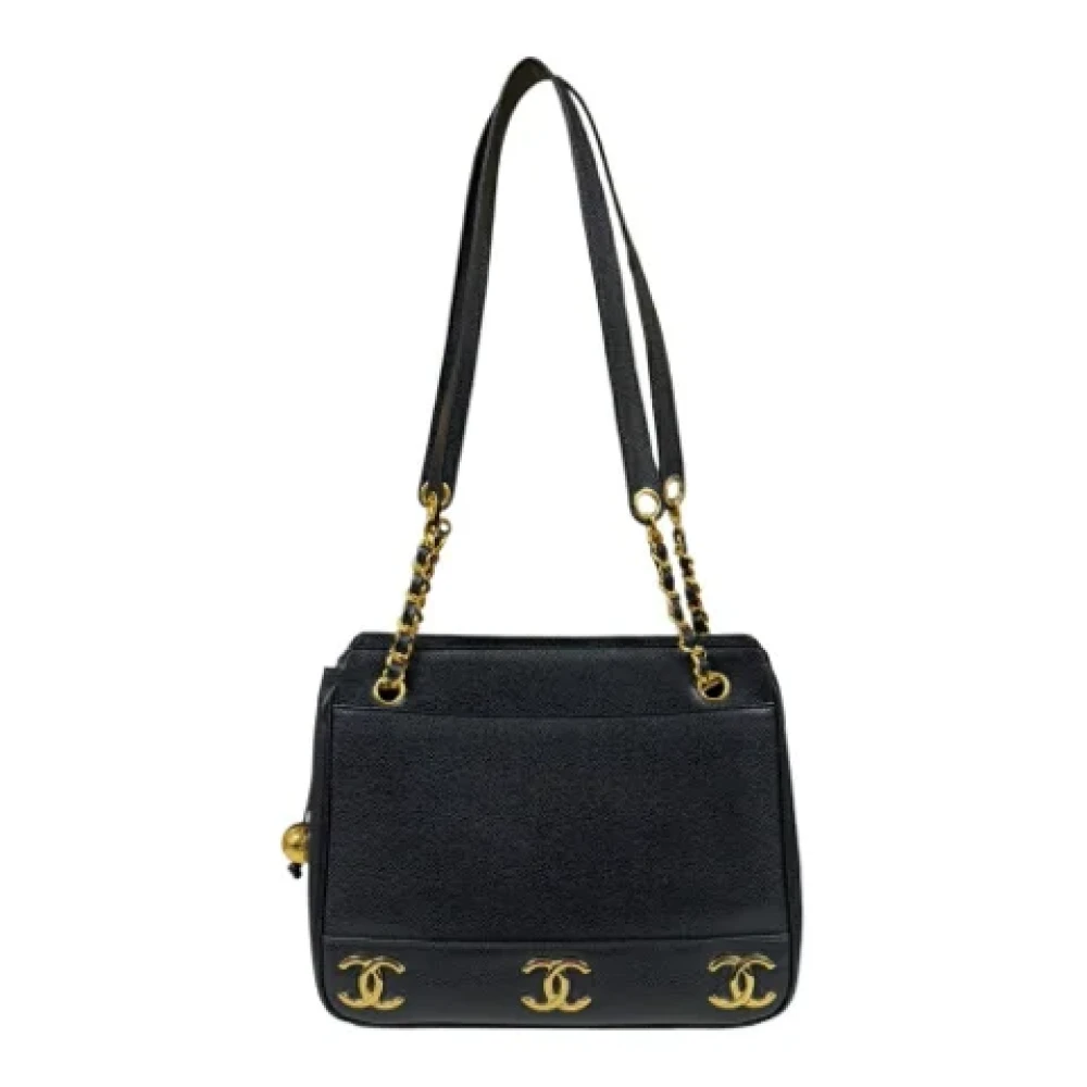 Chanel Vintage Pre-owned Leather totes Black Dames