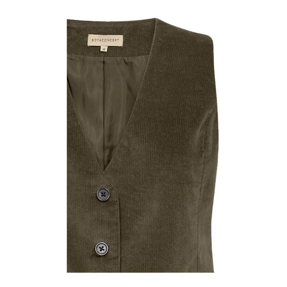 Soyaconcept Geribbeld Gilet Olijfgroen Green Dames