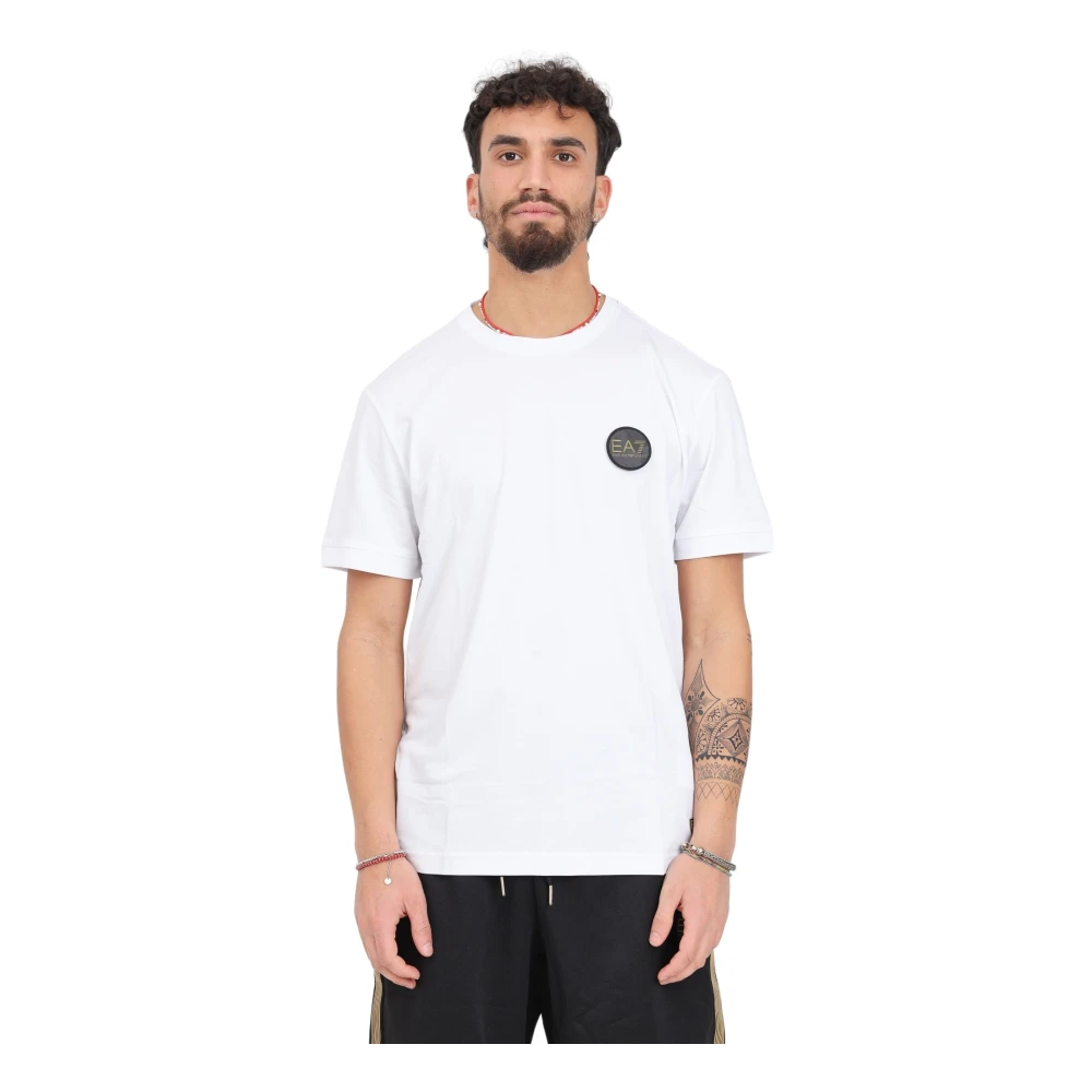 Emporio Armani EA7 Effen Logo T-shirt met Borduursels White Heren
