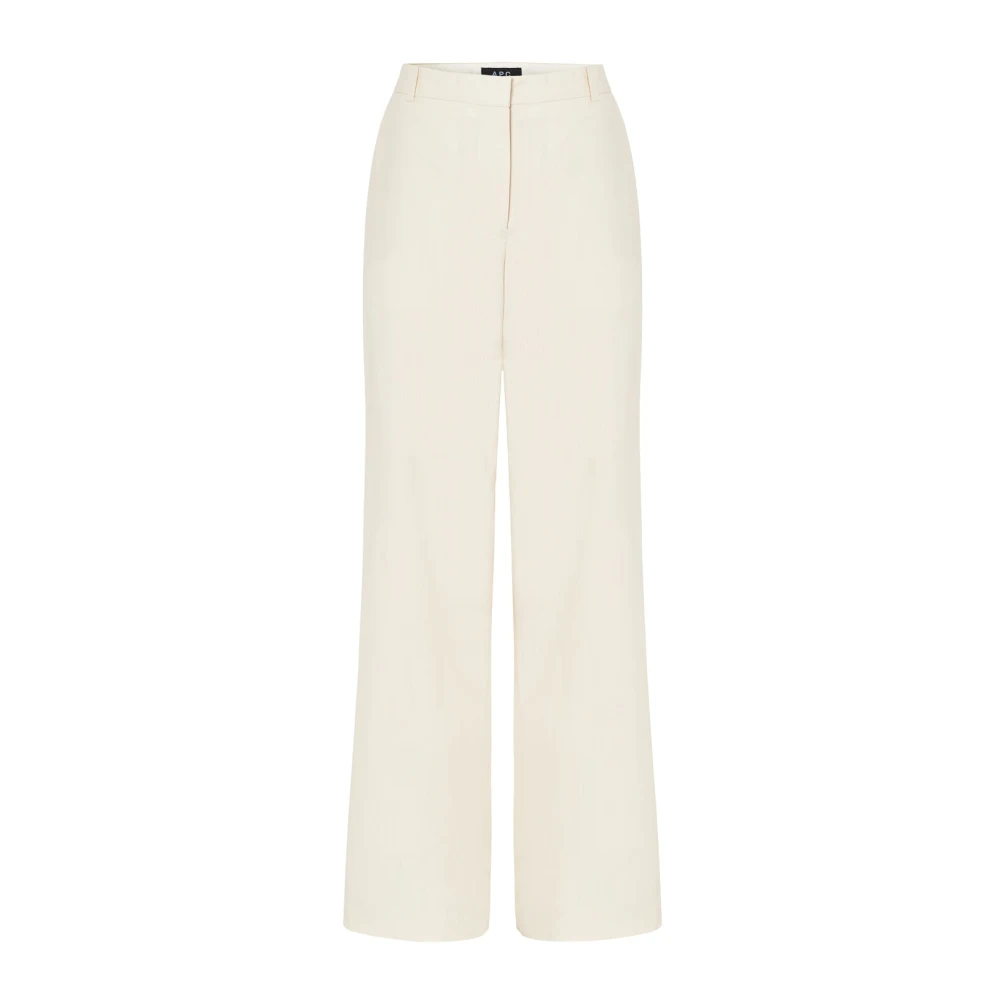 A.p.c. Women's Beige Wide Trousers, S, Trousers With Back Pockets