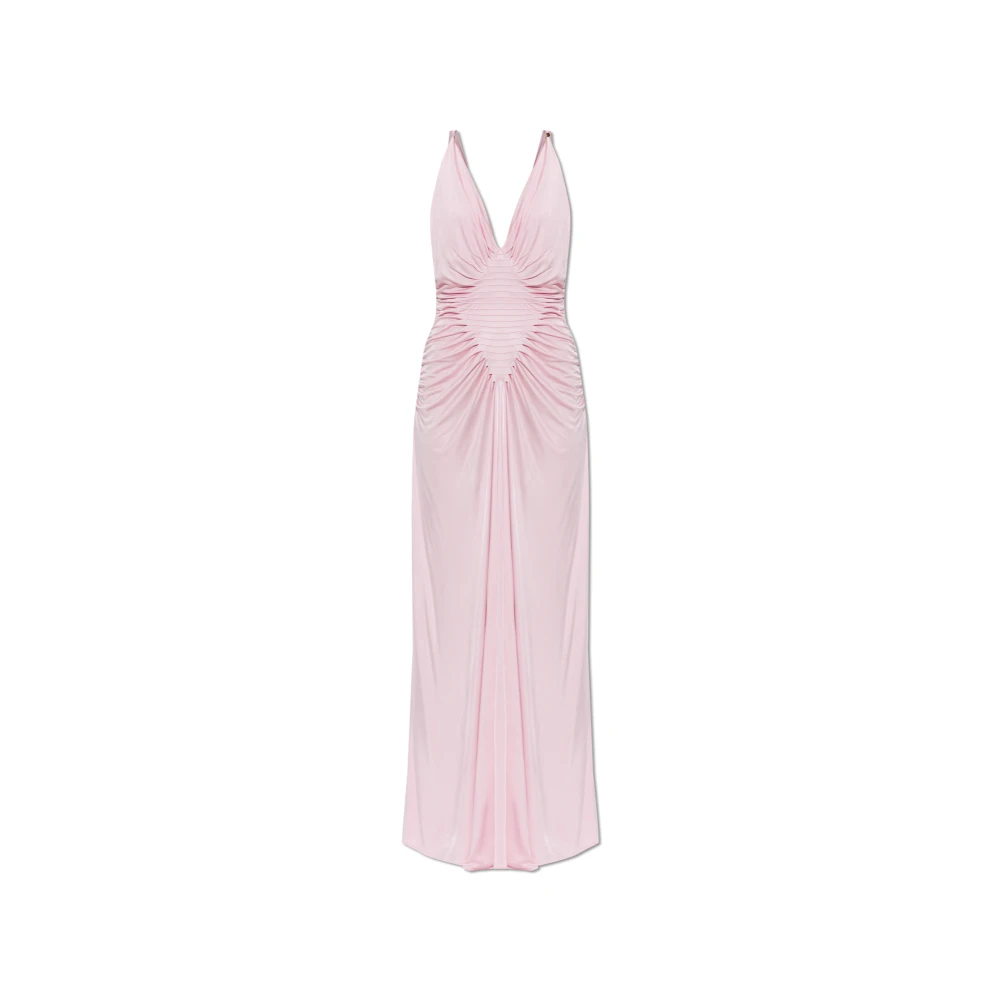 Versace Vrouw Roze Kleedjes Dames, M, Leer, Viscose-Jersey Gedrapeerde Jurk