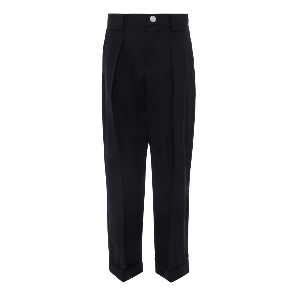 【送料&関税込】Balmain Pants In Black Wool BALMAIN Wool flared pants | NET-A-PORTER