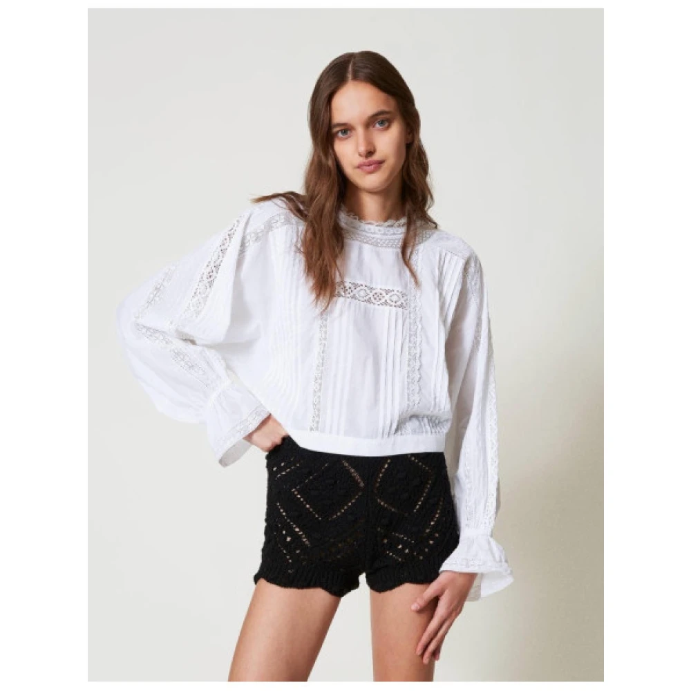 Twinset Gebreide shorts met diamantpatroon Black Dames