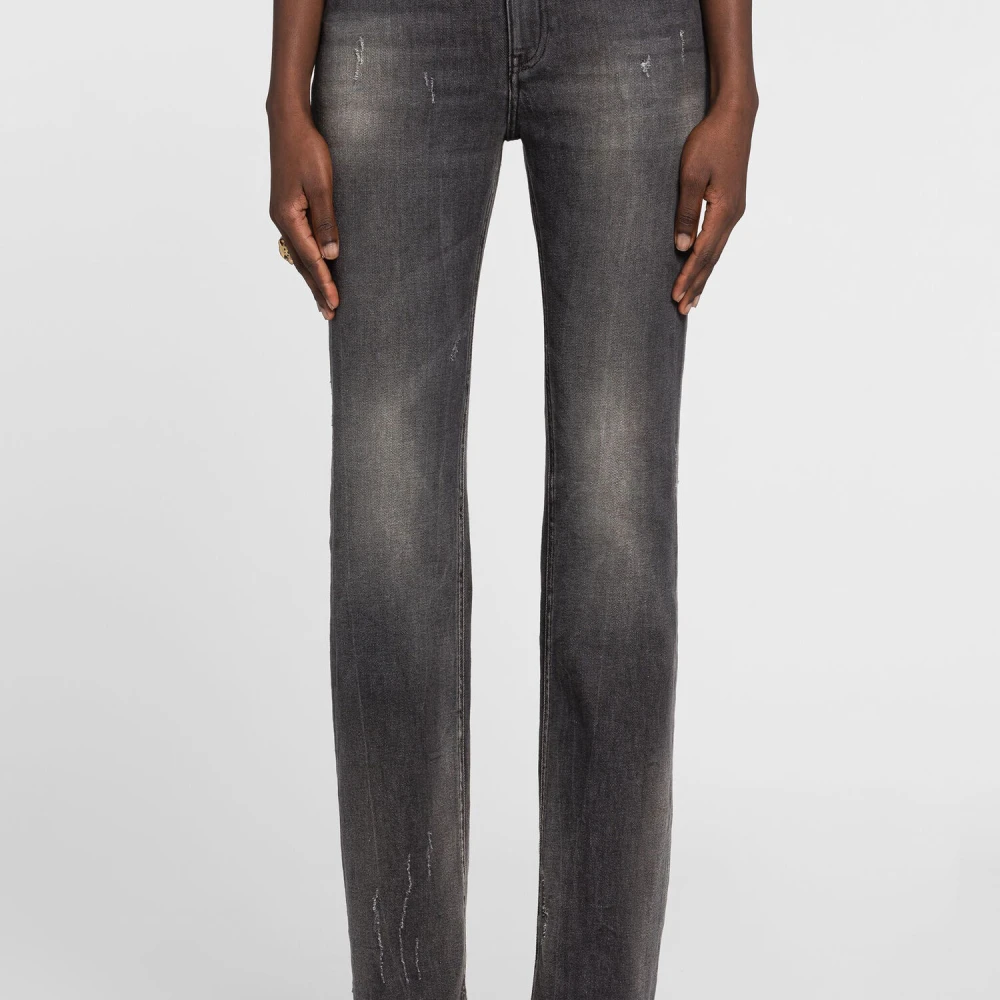Roberto Cavalli Patchwork Straight-Leg Jeans met dierenprint Black Dames