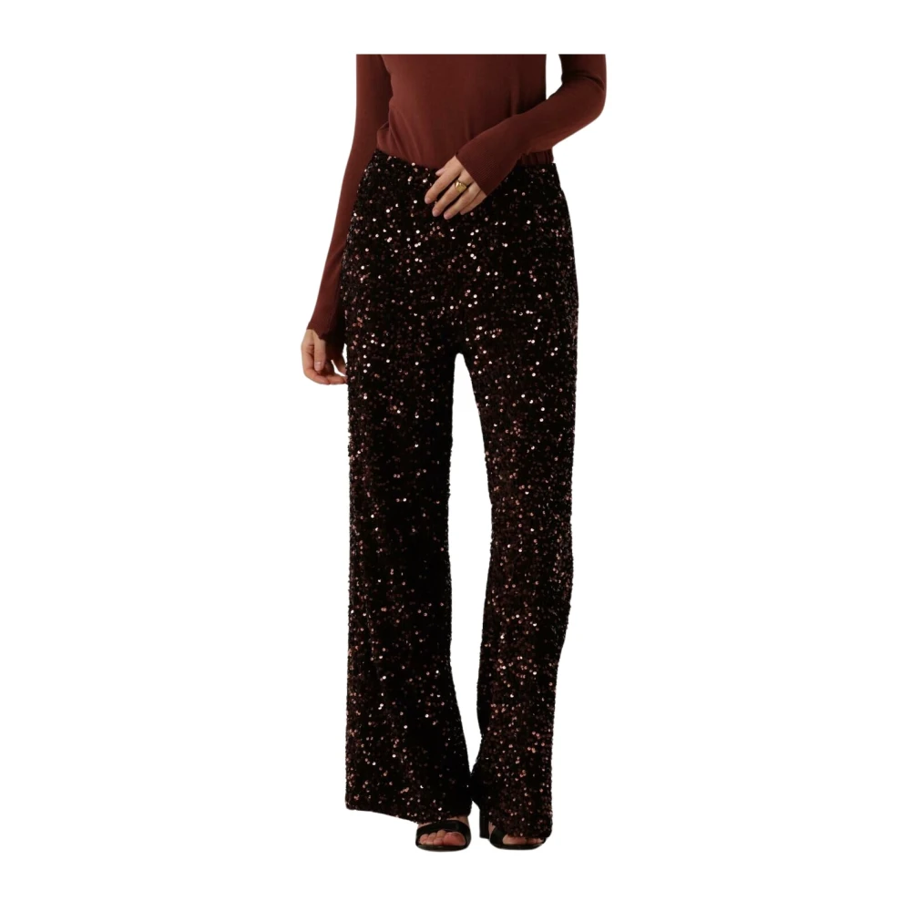 Summum Woman Pailletten Velours Wijde Broek Red Dames