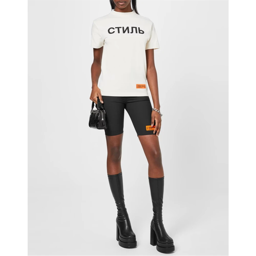 Heron Preston Ctnmb Logo T-Shirt Wit Zwart Korte Mouw White Dames