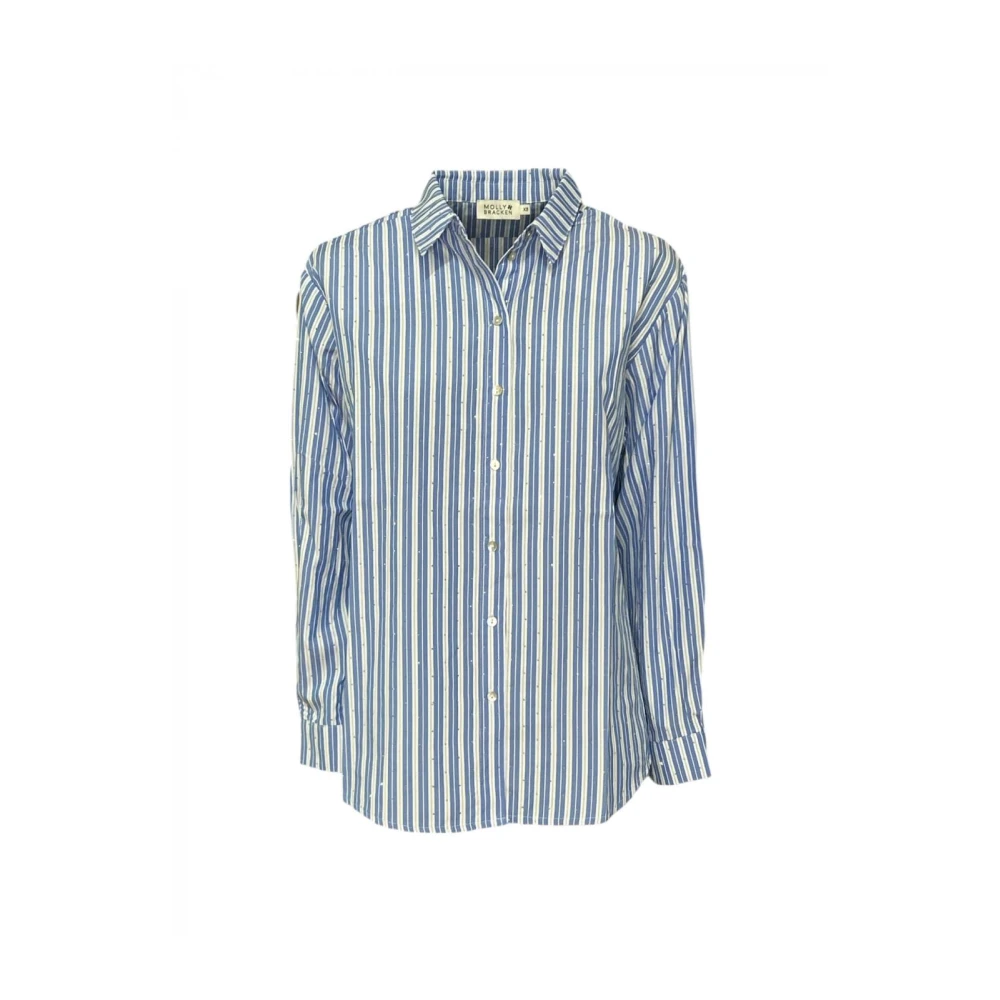Molly Bracken Oversized Gestreepte Viscose Shirt Blue Dames