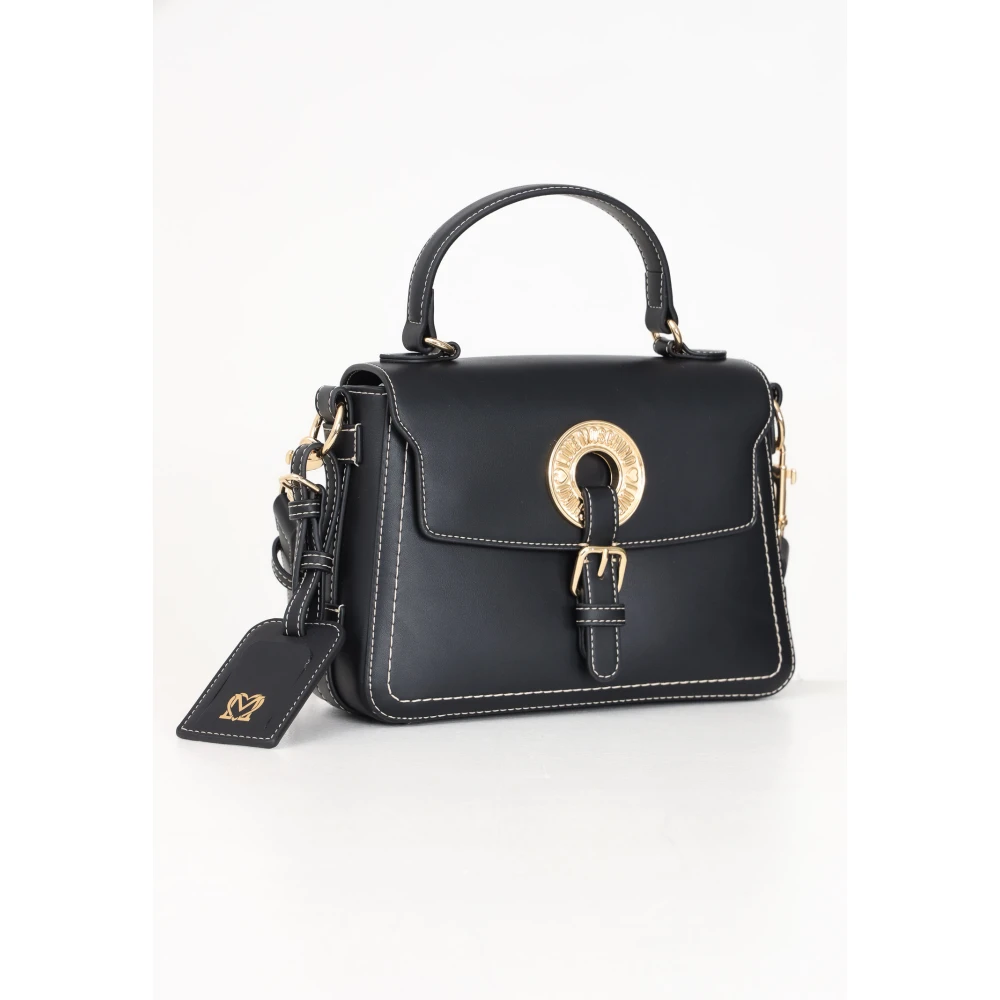 Love Moschino Zwarte Schoudertas met Logo Plaque Black Dames