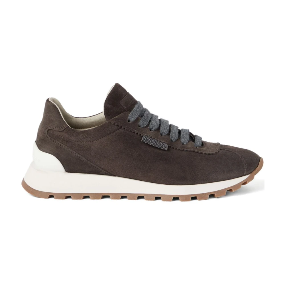 Brunello Cucinelli Bruine Platte Schoenen Veters Rubberen Zool Dames Schoenen