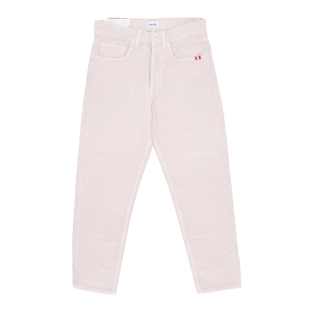 Amish Fluwelen Lange Broek met Zakken Beige Heren