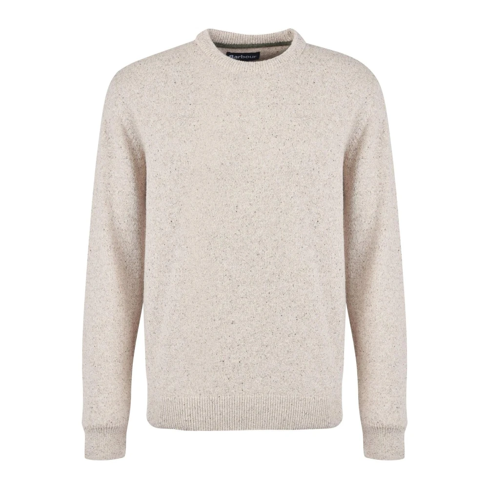 Beige Shetland Uld Rundhals Sweater