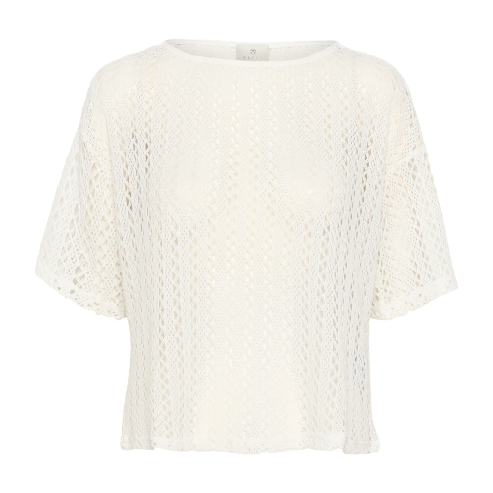 Kaffe Chalk T-shirt med Randigt Mönster White, Dam