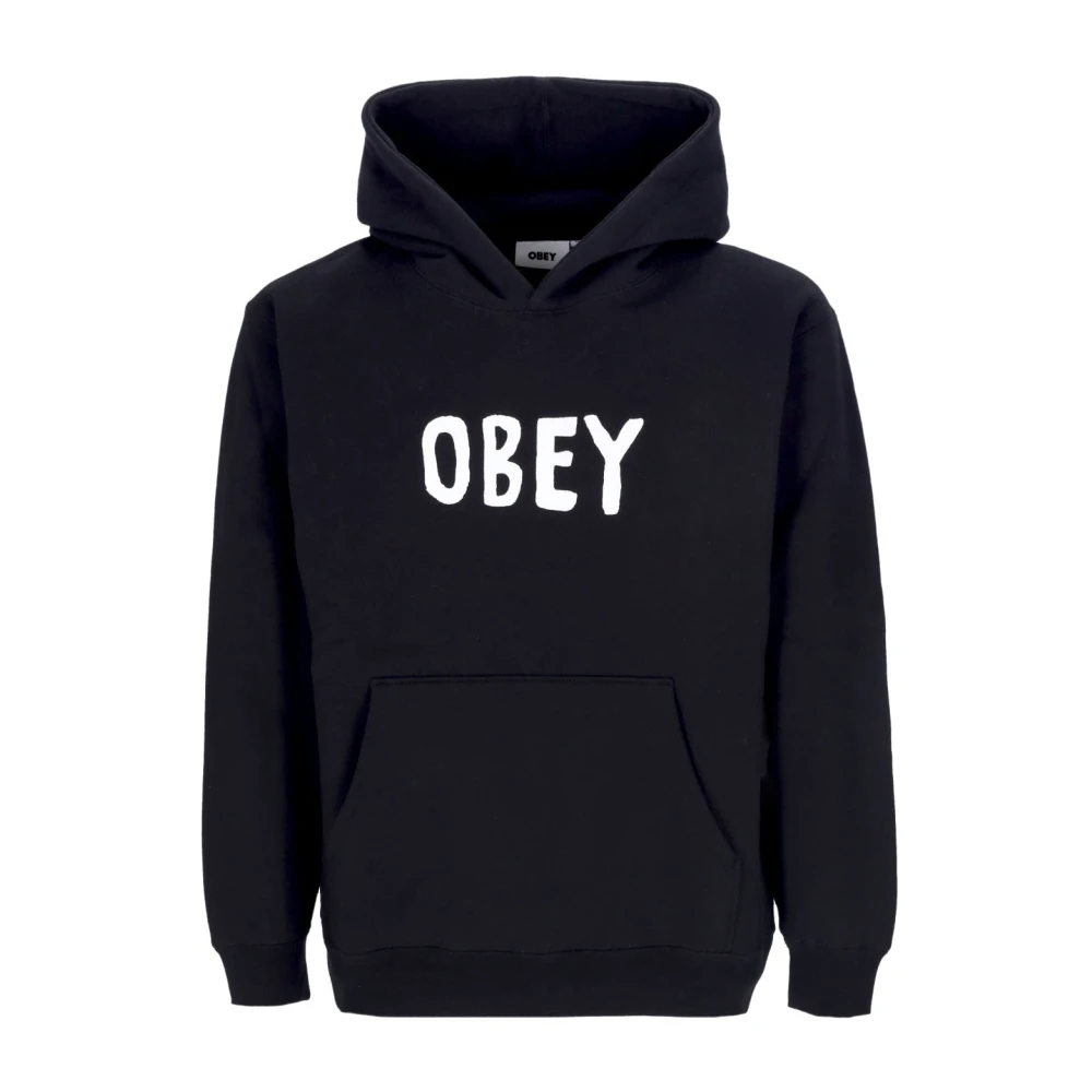 Obey Premium Hoodie met Capuchon van Fleece Zwart Heren Hoodie Black Heren