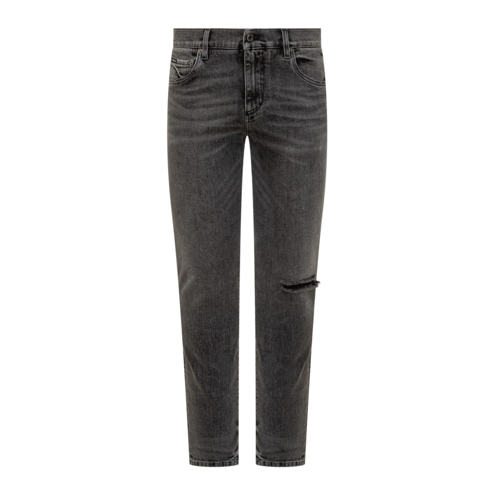 Dolce & Gabbana Grå Distressed Skinny-Fit Jeans