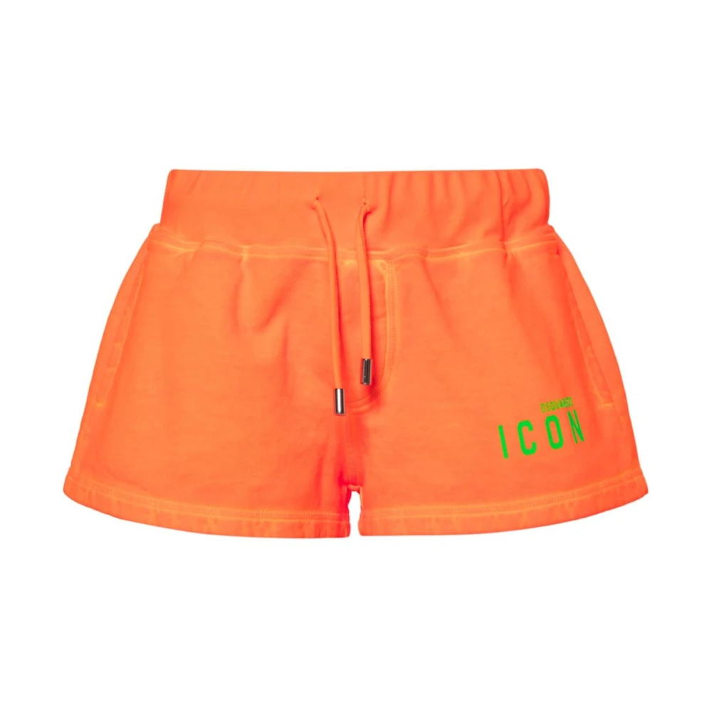Dsquared2 Fluorescerende Oranje Logo Print Shorts Orange Dames