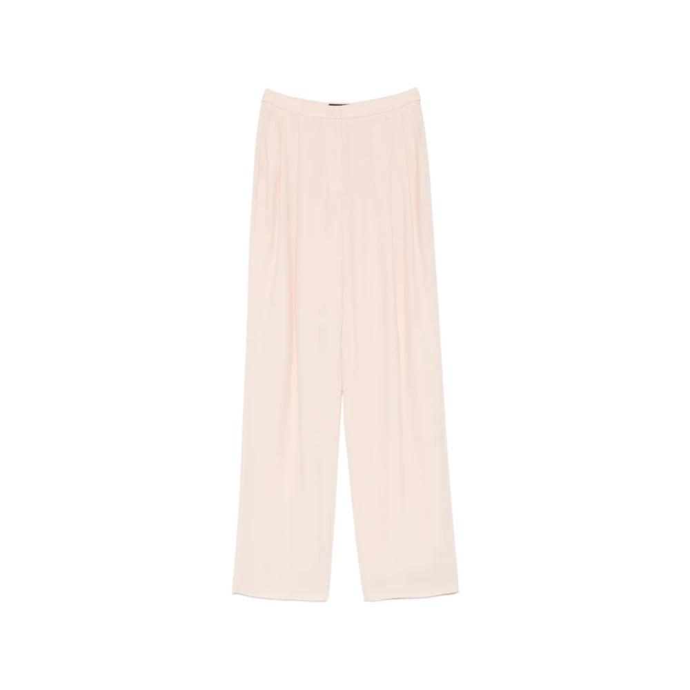 Emporio Armani Women's Pink Wide Leg Trousers - Wide Trousers - S - Trousers
