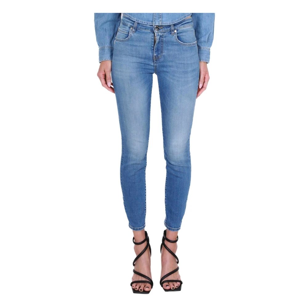 Pinko Hoge Taille Skinny Denim Jeans Blauw Blue Dames