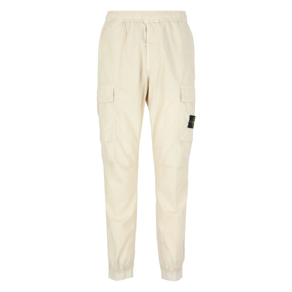 Stone Island Beige Cargo Byxor Elastisk Midja Fickor Beige, Herr