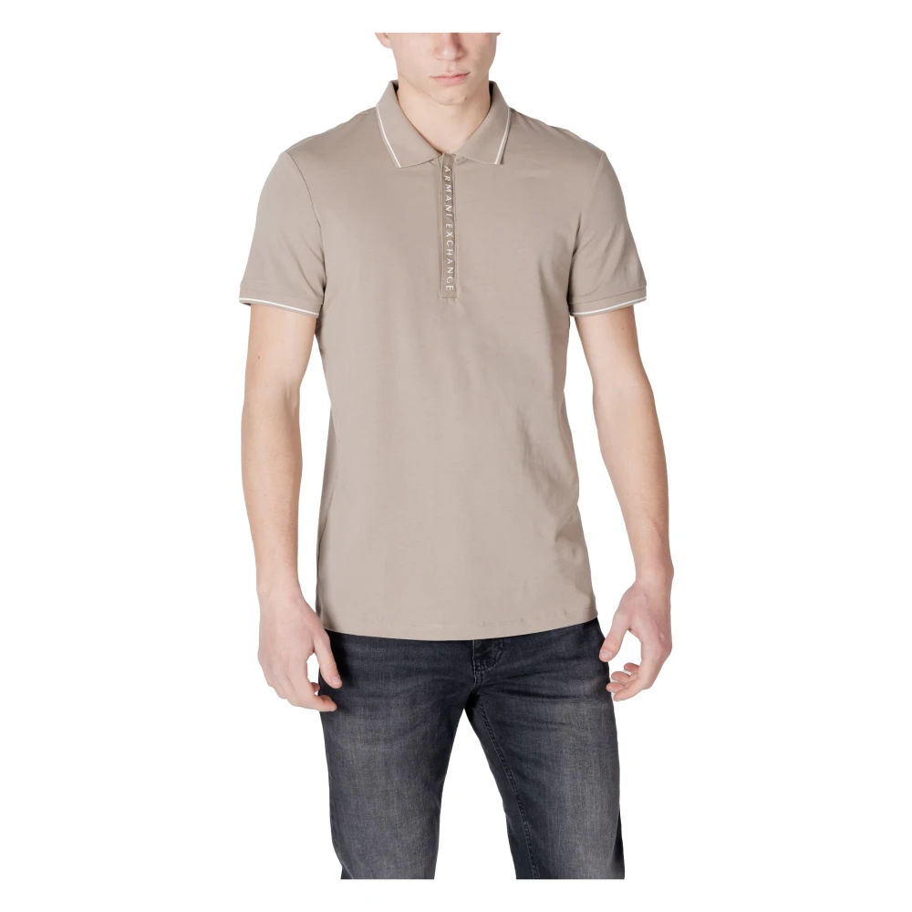 Armani Exchange Beige Polo Shirt met Knoopsluiting Beige Heren