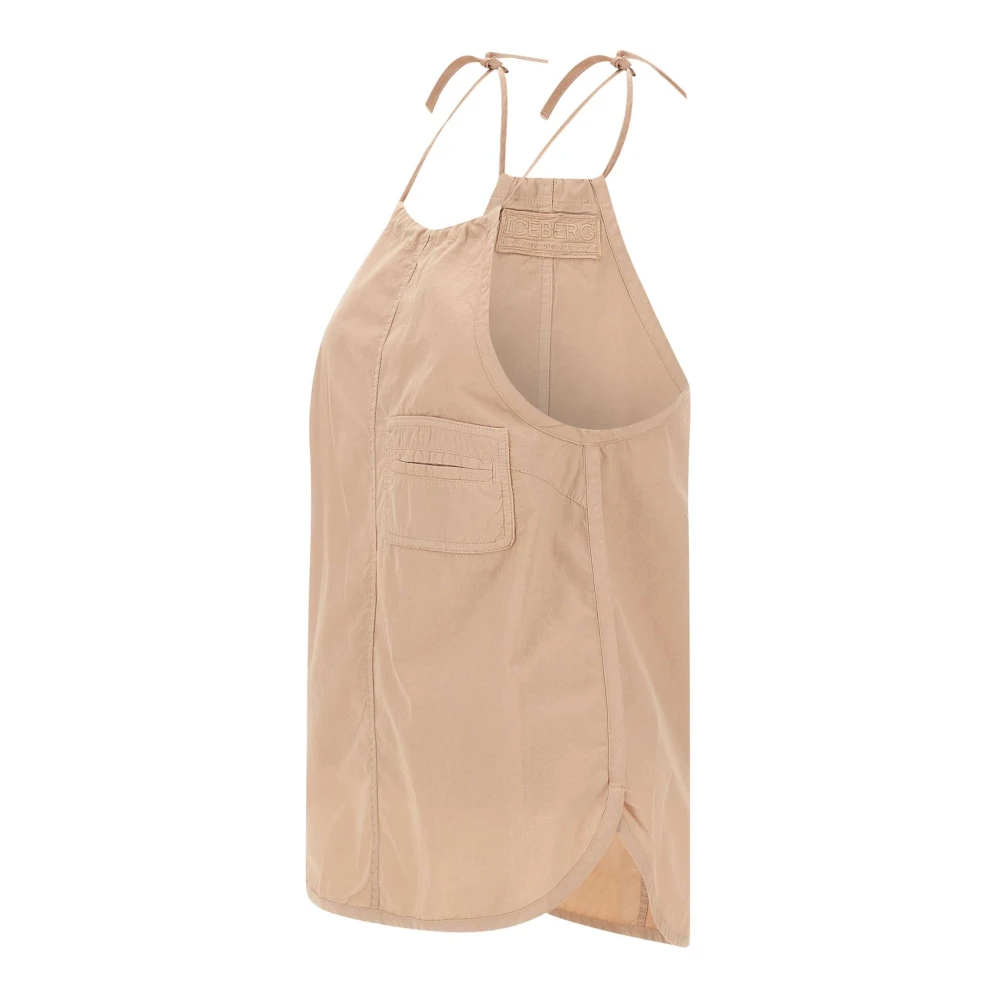 Iceberg Beige Katoenen Poplin Haltertop Beige Dames
