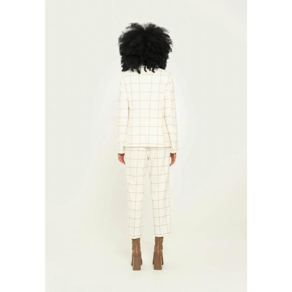 Vicario Cinque Geruite Flanellen Broek White Dames