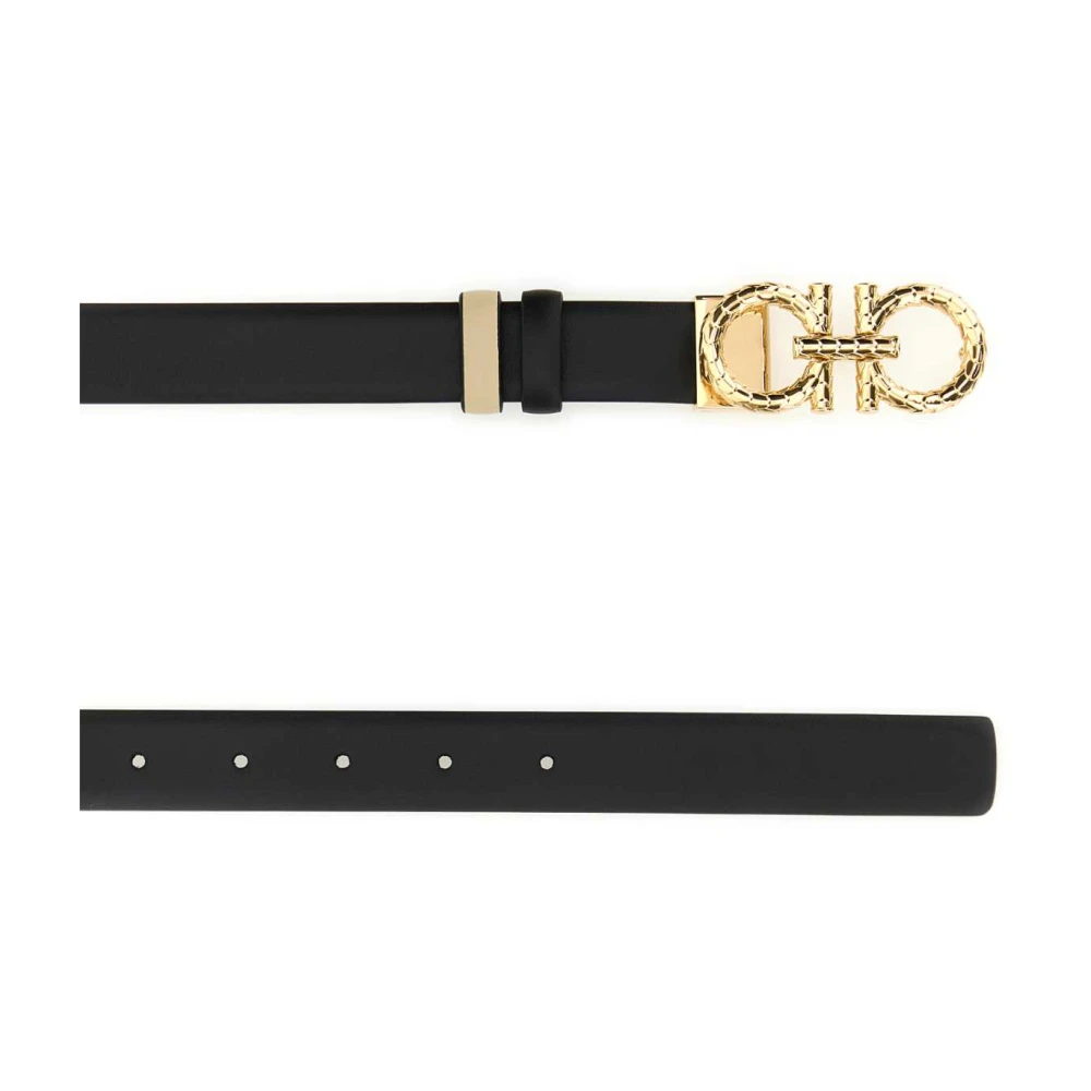 Salvatore Ferragamo Omkeerbare zwarte leren riem Black Dames