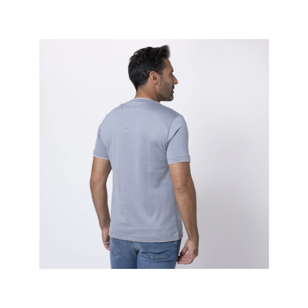 Eleventy Blauw T-shirt met Grijze Inzetstukken Gray Heren
