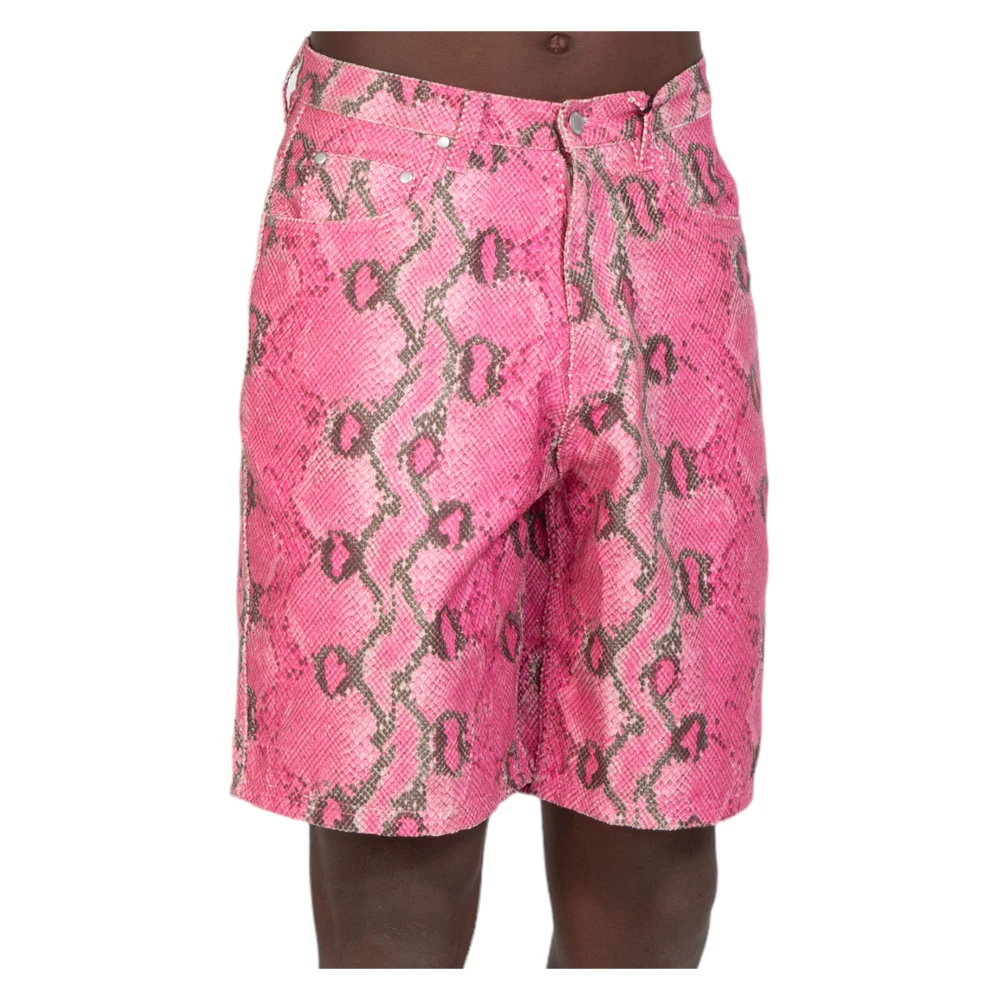 Pleasures Roze Gebroken Rammel Shorts Pink Heren