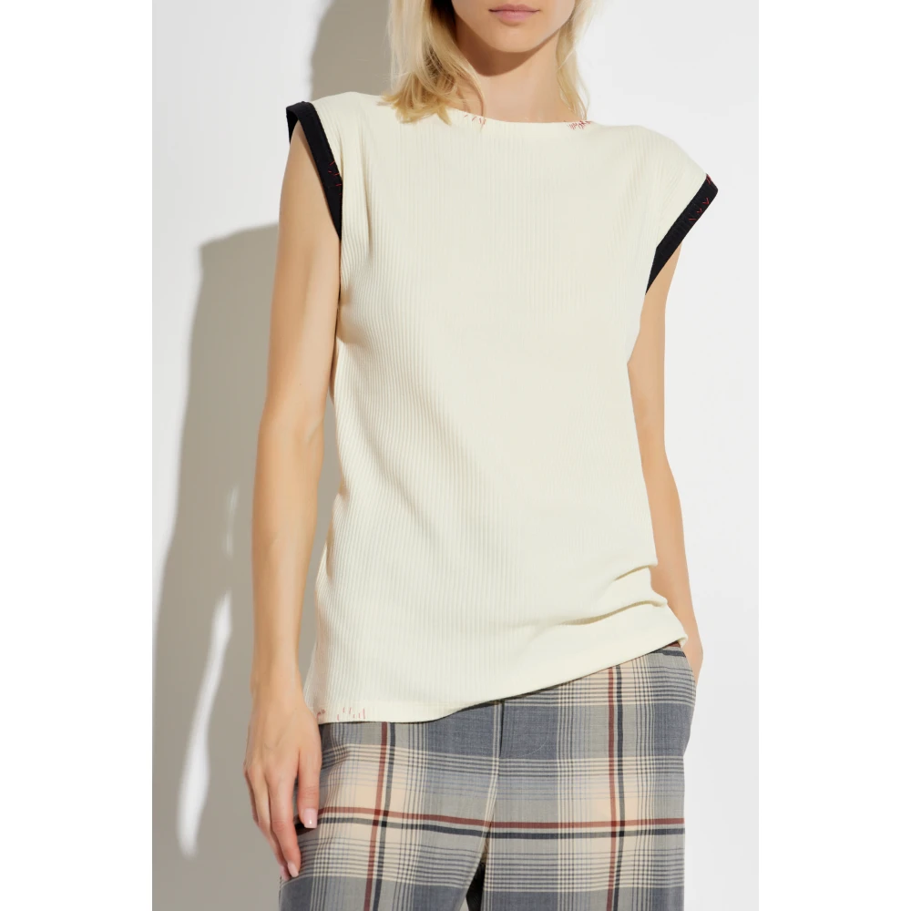 Marni Top met decoratieve stiksels Beige Dames