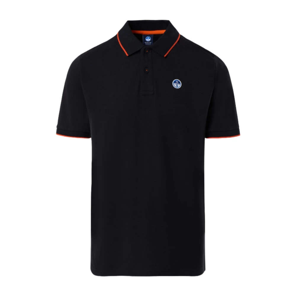 North Sails Men's Black Cotton Striped Collar Polo Shirt