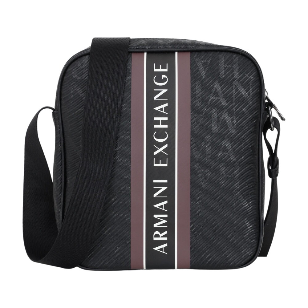 Bolso Bandolera Negro para Hombre con Detalles de Logotipo Armani