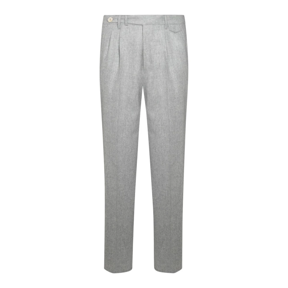 BRUNELLO CUCINELLI Grijze wollen broek met klepzakken White Heren