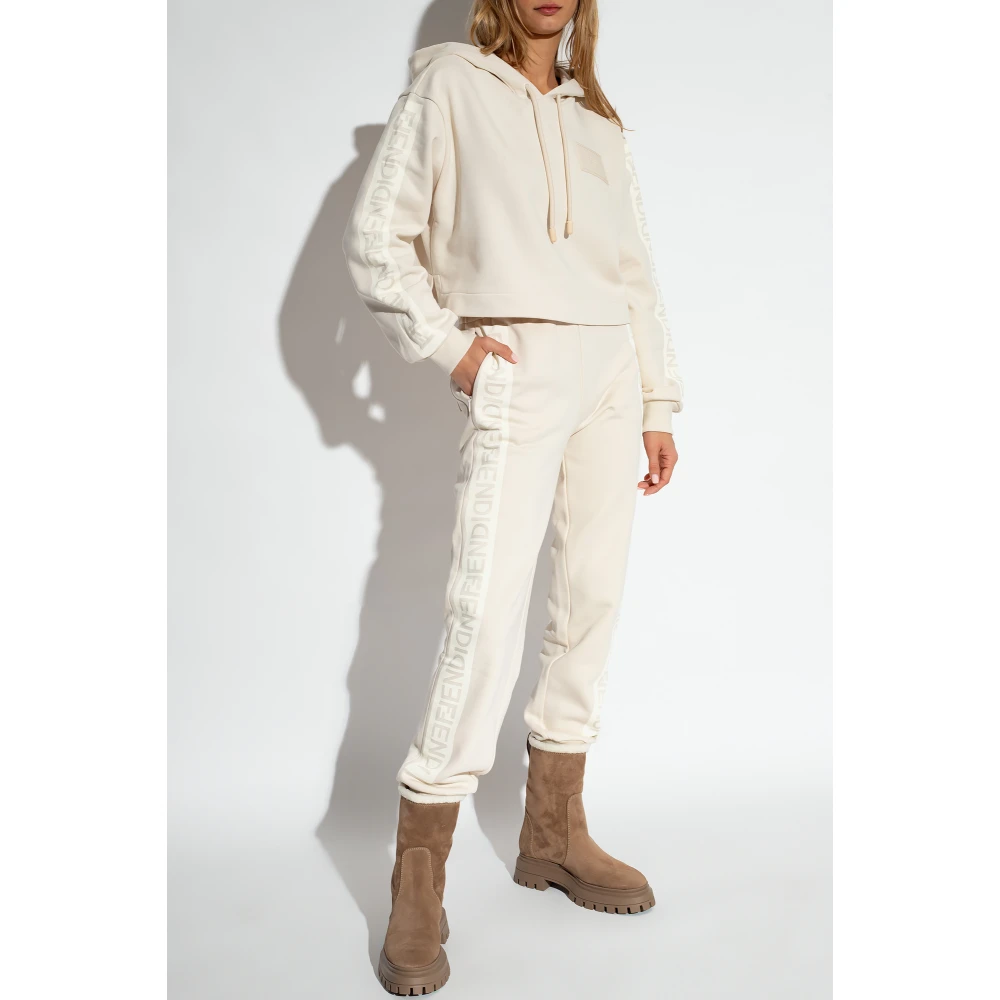 Fendi Sweatpants met logo Beige Dames