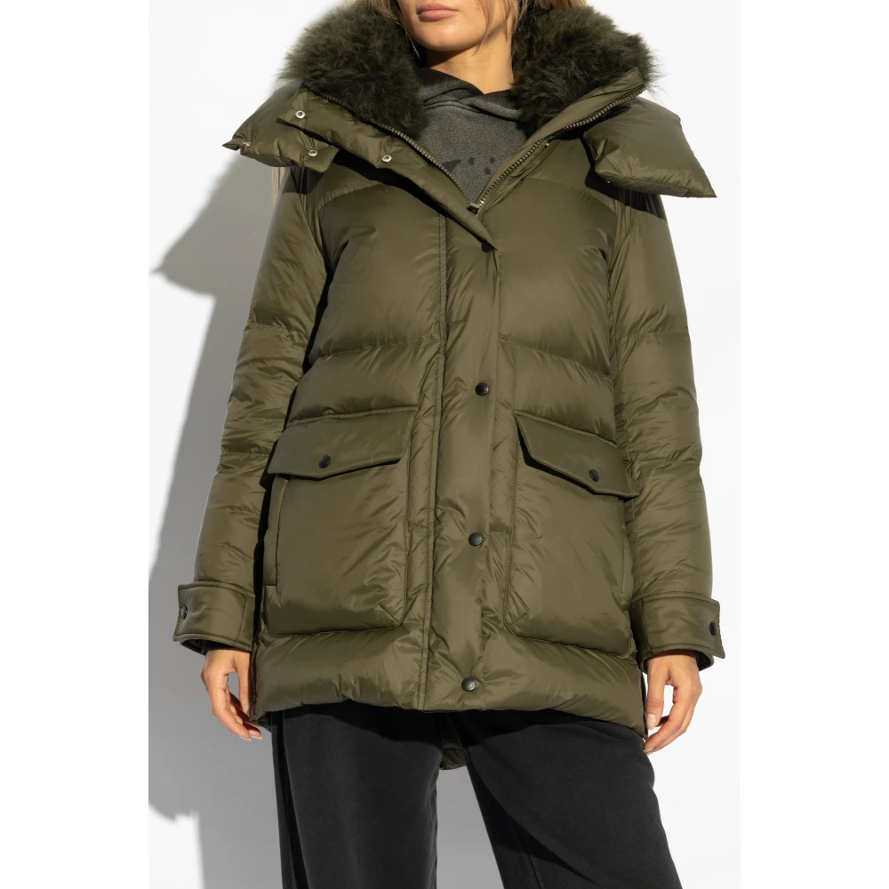 Yves Salomon Donsjack met bontkraag Green Dames