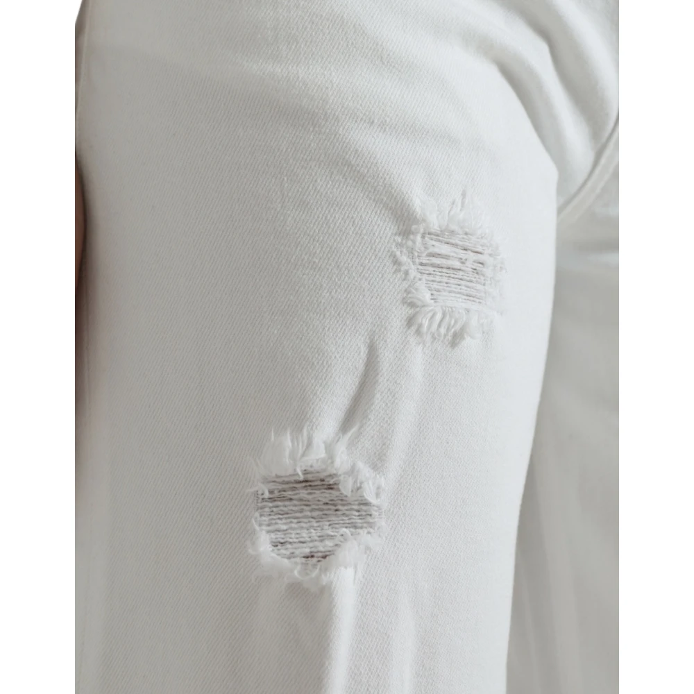 Dolce & Gabbana Witte Cropped Denim Jeans met rits White Dames