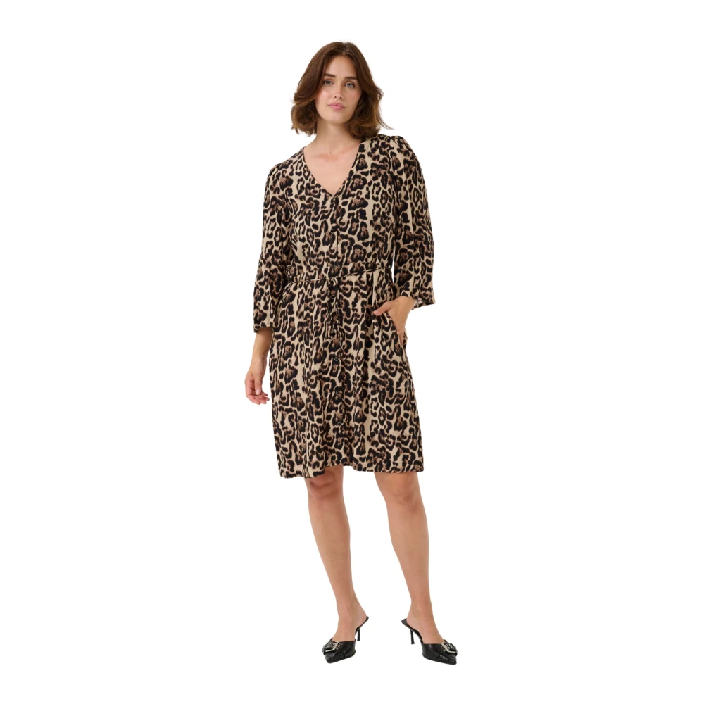Kaffe Women's Multicolor Short Dresses,, Leopard Print Short Dress Extra Small