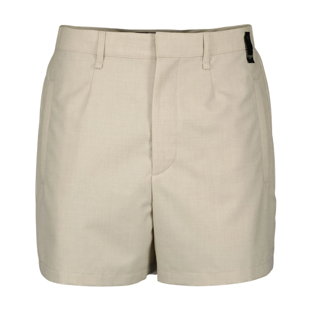 Fendi Men's Beige Short Shorts, M, Wool Shorts Spring-Summer 2024