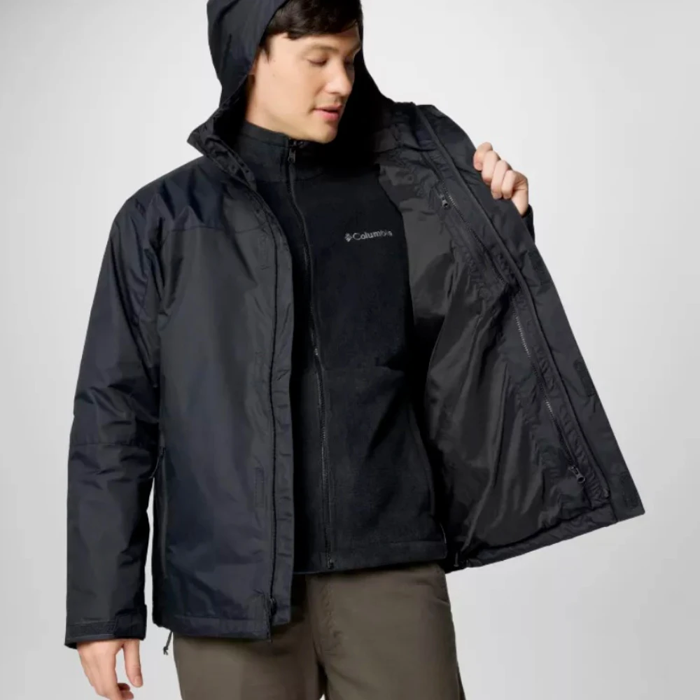 Columbia Zwarte Waterdichte Uitwisselbare Jas met Fleece Voering Black Heren