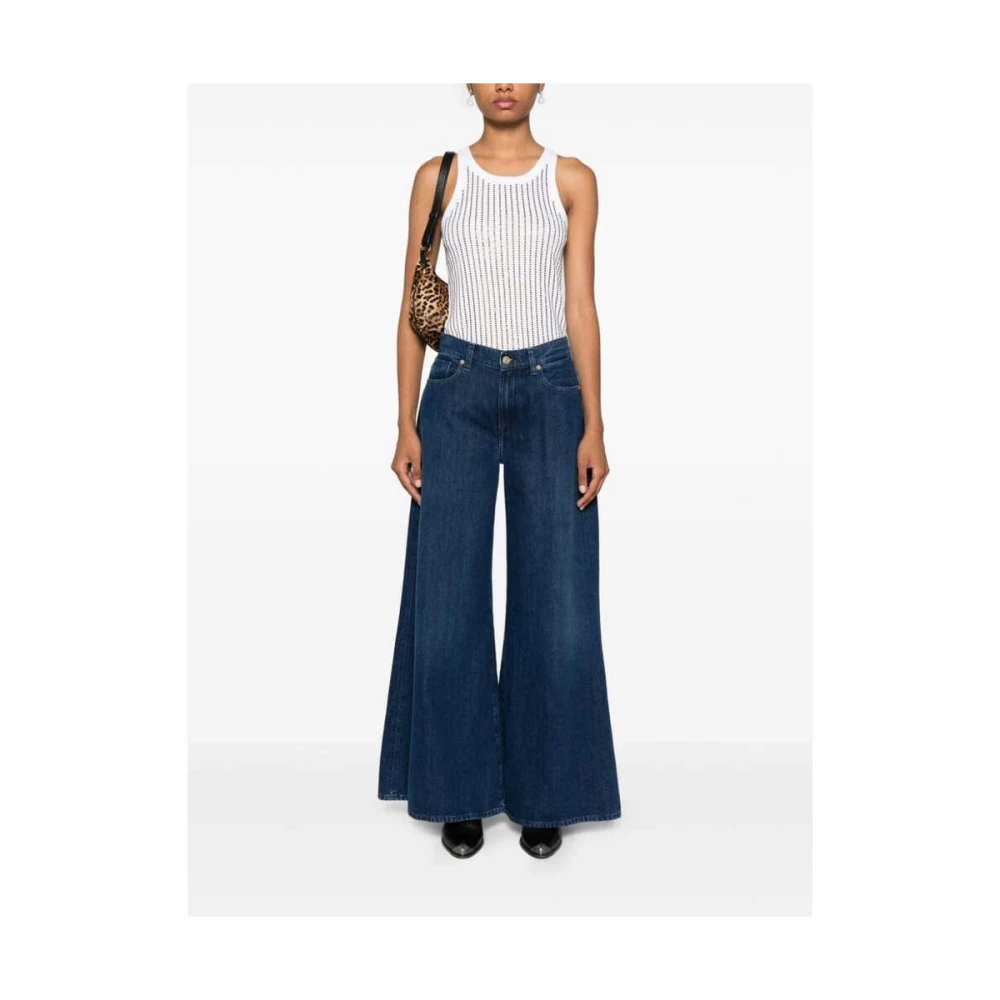 7 For All Mankind Donkerblauwe Wide Leg Denim Jeans Blue Dames